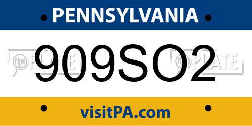 909SO2 Pennsylvania License Plate