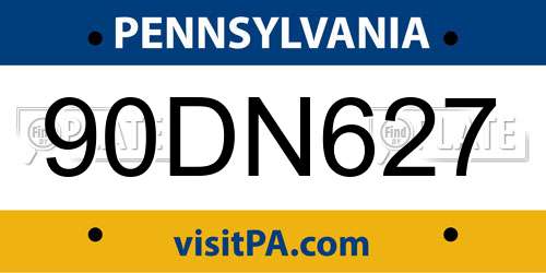 90DN627 Pennsylvania License Plate
