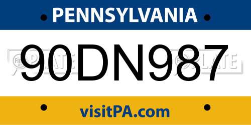 90DN987 Pennsylvania License Plate