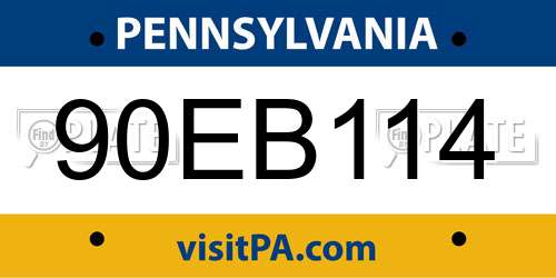 90EB114 Pennsylvania License Plate