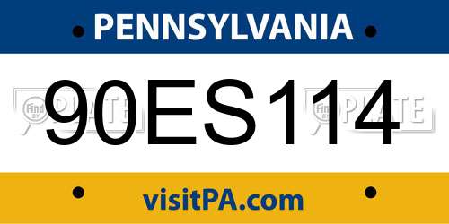 90ES114 Pennsylvania License Plate