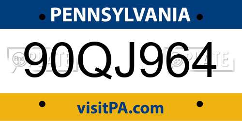 90QJ964 Pennsylvania License Plate