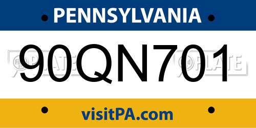 90QN701 Pennsylvania License Plate