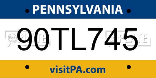 90TL745 Pennsylvania License Plate
