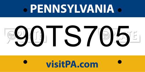 90TS705 Pennsylvania License Plate