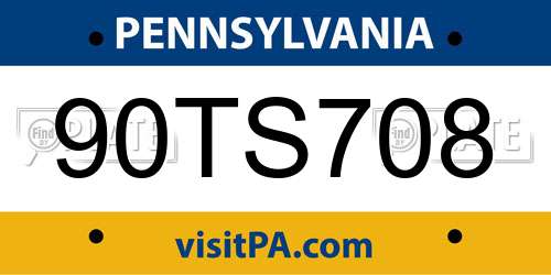 90TS708 Pennsylvania License Plate