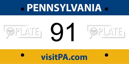 91 Pennsylvania License Plate