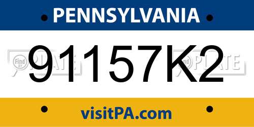 91157K2 Pennsylvania License Plate