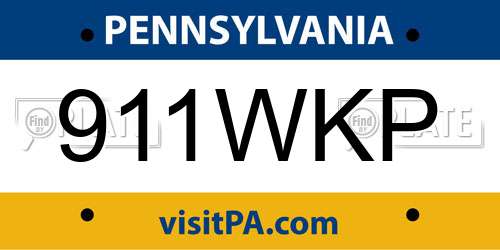 911WKP Pennsylvania License Plate