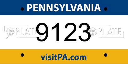 9123 Pennsylvania License Plate