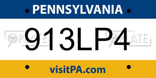 913LP4 Pennsylvania License Plate