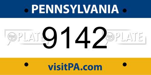 9142 Pennsylvania License Plate