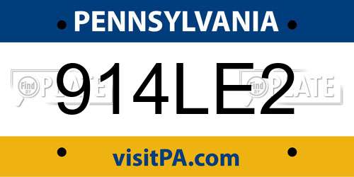 914LE2 Pennsylvania License Plate