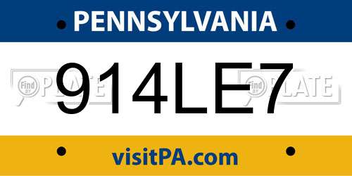 914LE7 Pennsylvania License Plate