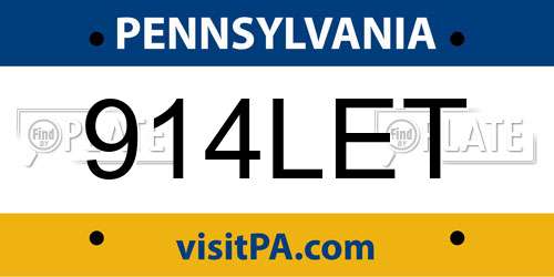 914LET Pennsylvania License Plate