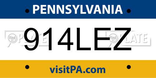 914LEZ Pennsylvania License Plate