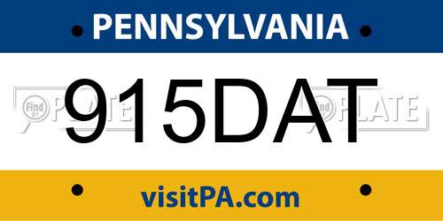 915DAT Pennsylvania License Plate
