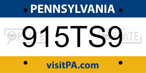 915TS9 Pennsylvania License Plate