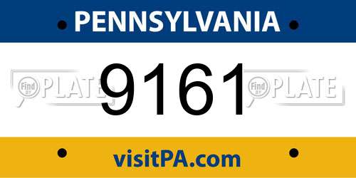 9161 Pennsylvania License Plate