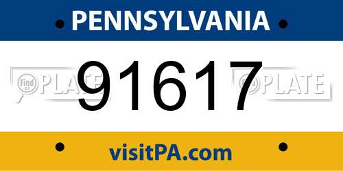 91617 Pennsylvania License Plate