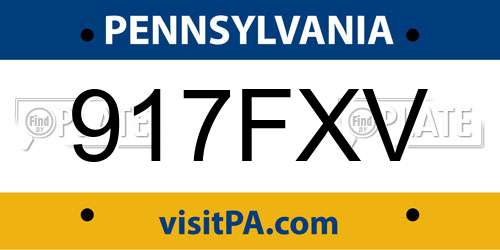 917FXV Pennsylvania License Plate