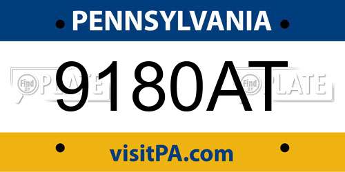9180AT Pennsylvania License Plate
