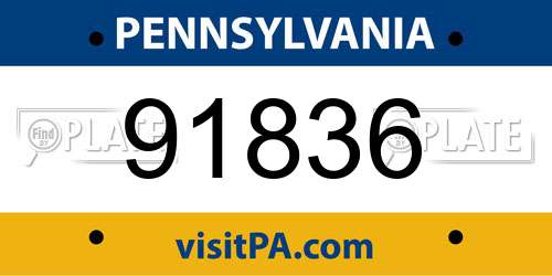 91836 Pennsylvania License Plate