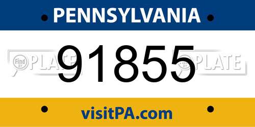 91855 Pennsylvania License Plate