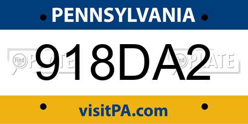 918DA2 Pennsylvania License Plate