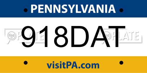 918DAT Pennsylvania License Plate