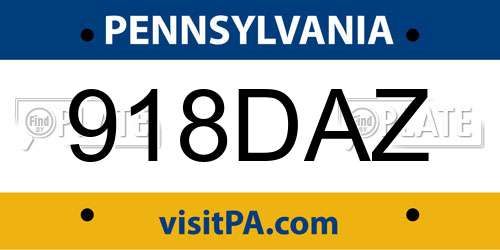918DAZ Pennsylvania License Plate