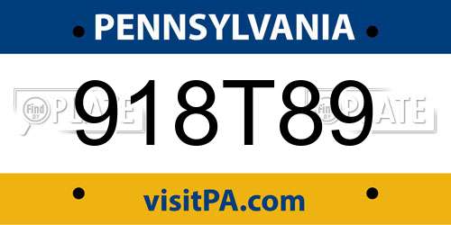 918T89 Pennsylvania License Plate