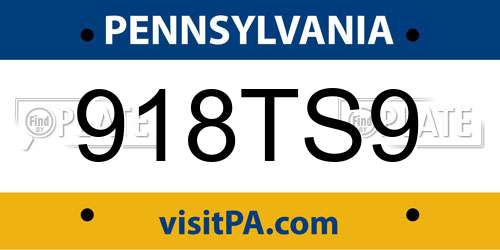918TS9 Pennsylvania License Plate