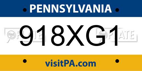 918XG1 Pennsylvania License Plate
