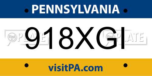 918XGI Pennsylvania License Plate