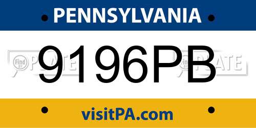 9196PB Pennsylvania License Plate