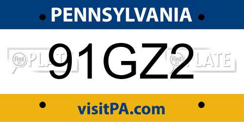 91GZ2 Pennsylvania License Plate