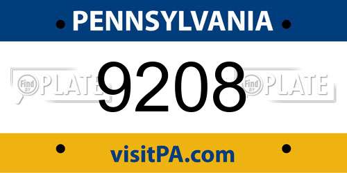 9208 Pennsylvania License Plate