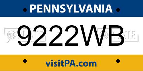 9222WB Pennsylvania License Plate