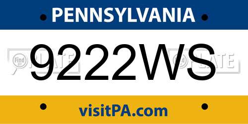 9222WS Pennsylvania License Plate