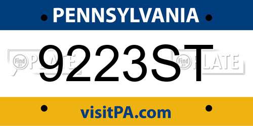 9223ST Pennsylvania License Plate