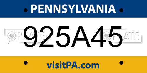 925A45 Pennsylvania License Plate