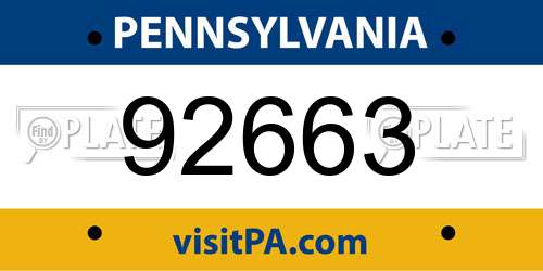 92663 Pennsylvania License Plate