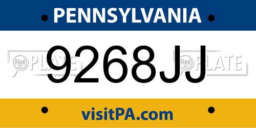 9268JJ Pennsylvania License Plate