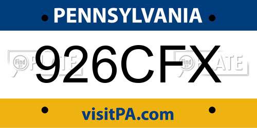 926CFX Pennsylvania License Plate