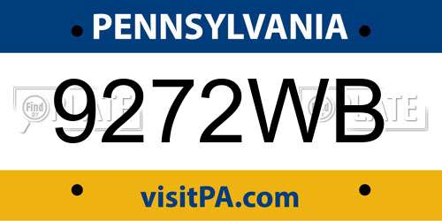 9272WB Pennsylvania License Plate