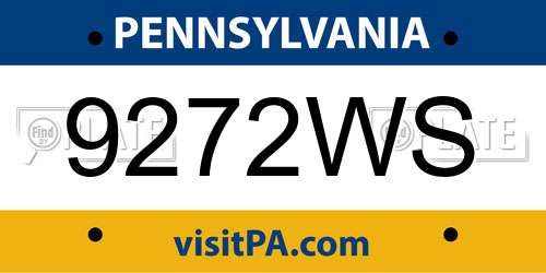 9272WS Pennsylvania License Plate
