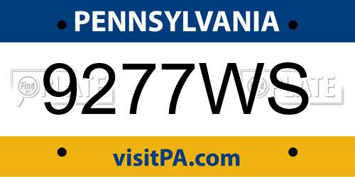 9277WS Pennsylvania License Plate
