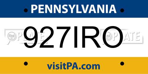 927IRO Pennsylvania License Plate