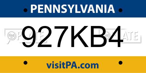 927KB4 Pennsylvania License Plate